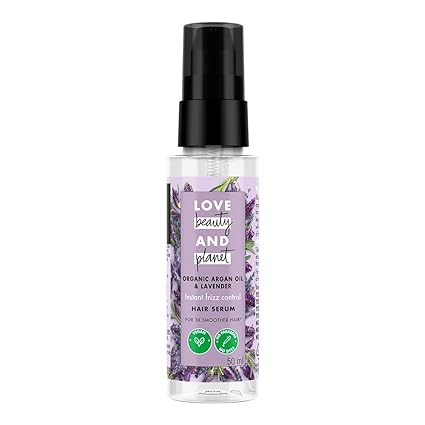 Love Beauty & Planet Argan Oil & Lavender Hair Serum for Smooth Frizz-Free Hair