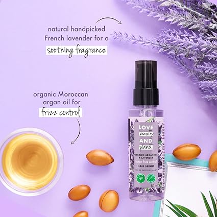Love Beauty & Planet Argan Oil & Lavender Hair Serum for Smooth Frizz-Free Hair