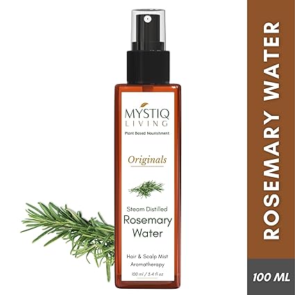 Mystiq Living Rosemary Water for Hair Growth, Mist Spray Steam Distilled 100% Pure and Natural Hydrosol