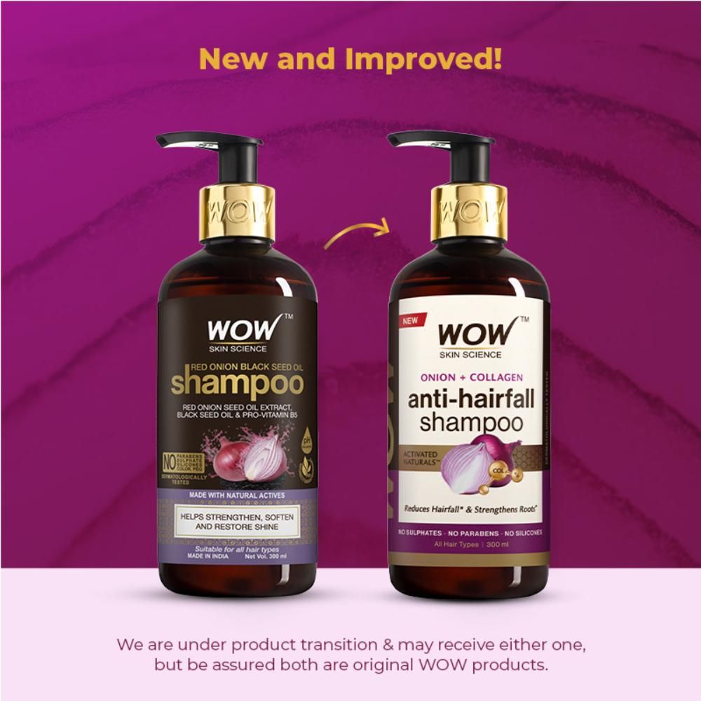 WOW Skin Science Onion & Collagen Anti-Hairfall Shampoo,Reduces Hairfall,New & Improved Formulation
