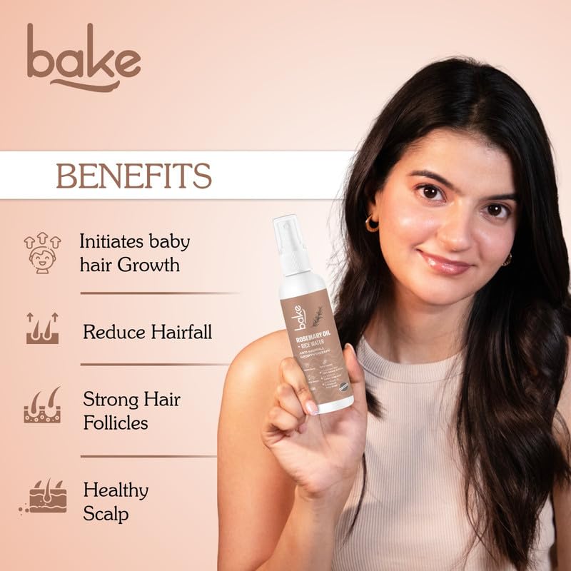 BAKE Rosemary Oil Hair Growth Serum Spray with Rice Water & Methi Dana For Hair Fall
