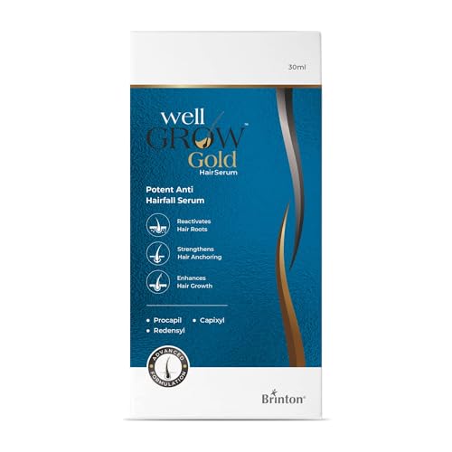 Brinton WellGrow Gold Hair Growth Serum with Redensyl, Capixyl & Procapil for Hair Fall Control & Repair Strengthens & Enhances Hair Growth