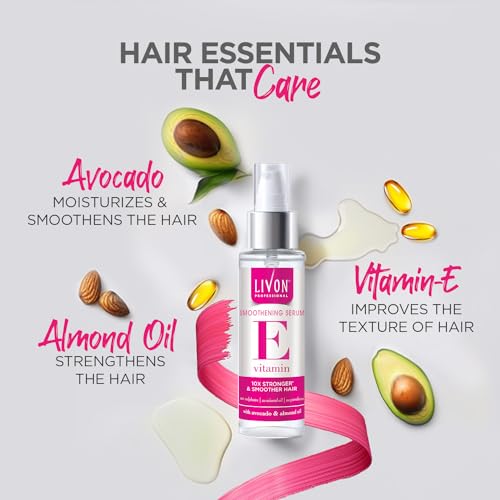 Livon Professional Smoothening Serum for Women & Men With Vitamin E, Avocado & Almond Oil All Hair Types