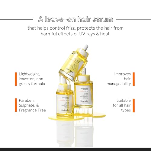 Minimalist SPF 30 Hair Serum For Frizzy Hair With Keratin, Argan Oil & Ceramides Leave In Serum