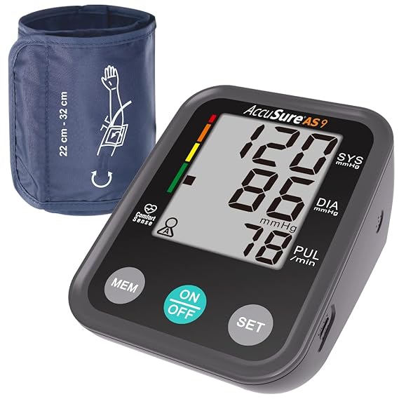 AccuSure Blood Pressure Monitor Fully Automatic Digital Large Display And Adjustable Arm-Cuff Comes With Micro USB Port