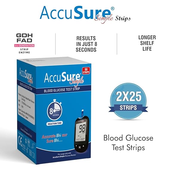 AccuSure Simple Blood Glucose Test Strip