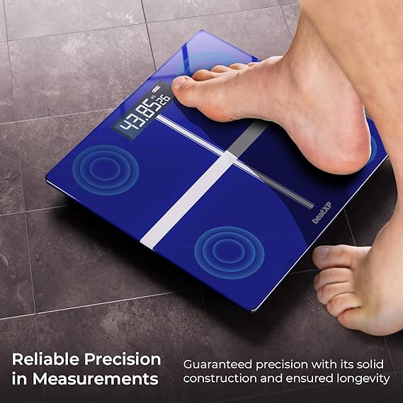 beatXP Blue Plus Digital Bathroom Weighing Scale With Lcd Panel & Thick Tempered Glass