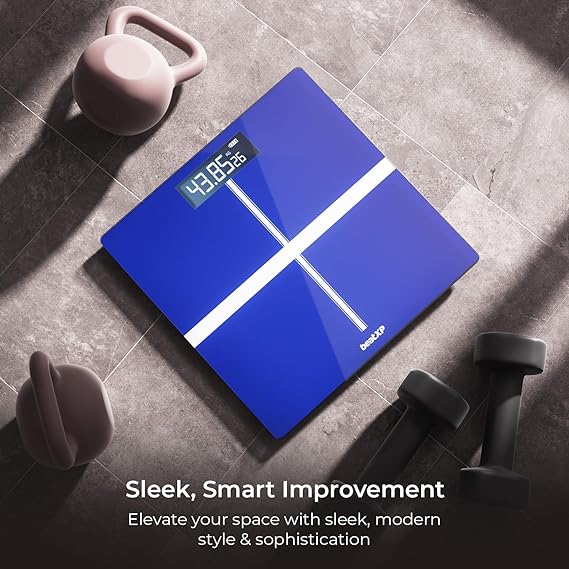 beatXP Blue Plus Digital Bathroom Weighing Scale With Lcd Panel & Thick Tempered Glass