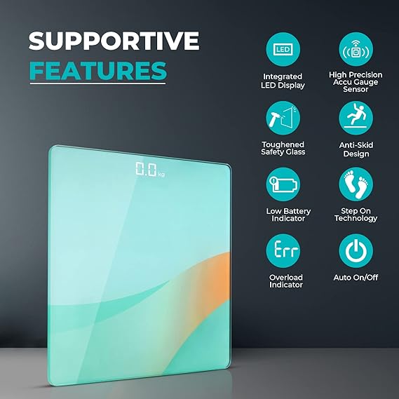 beatXP Optifit Air Digital Weighing Scale with Backlit LED Panel Electronic Weight Machine