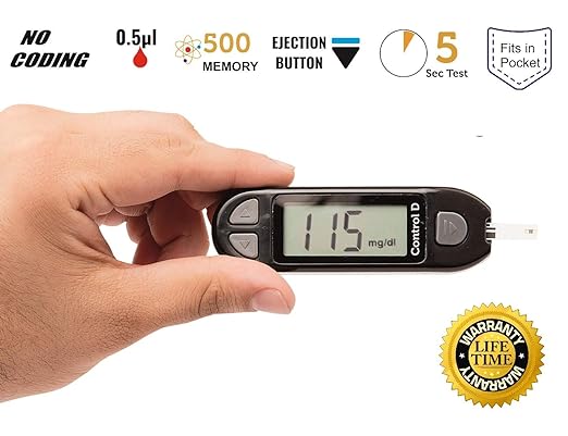 Control D Blood Glucose Monitor, Pack of 50 Strips