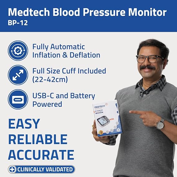 Medtech BP12 Fully Automatic Portable Digital Blood Pressure BP Monitoring Machine