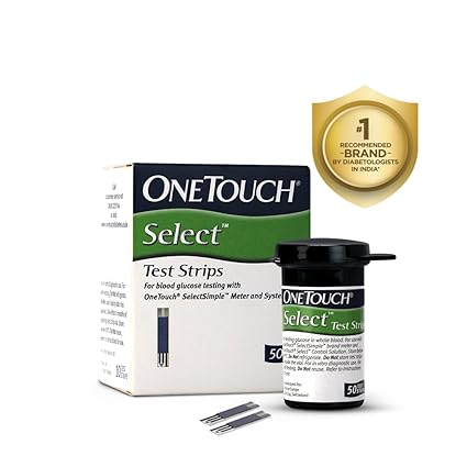 OneTouch Select Test Strips Blood Sugar Test Machine Testing Strips, Pack of 50 Strips
