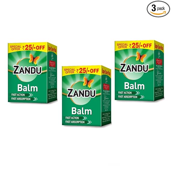 Zandu Balm Ayurvedic balm for effective relief from Headache, Body Pain, Sprain and Cold, Pack of 3