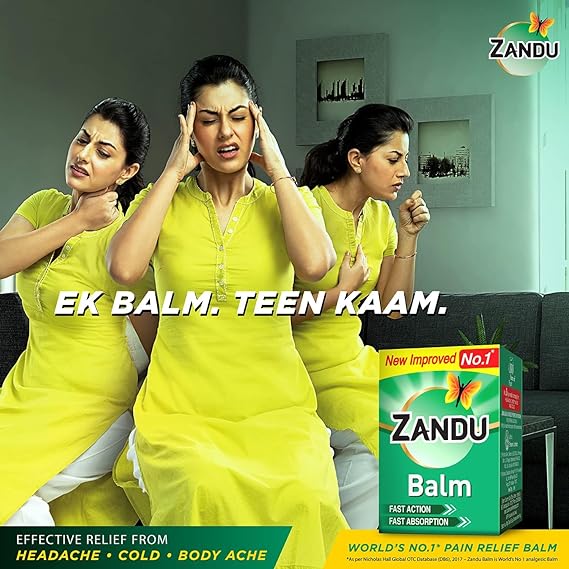 Zandu Balm Ayurvedic balm for effective relief from Headache, Body Pain, Sprain and Cold, Pack of 3