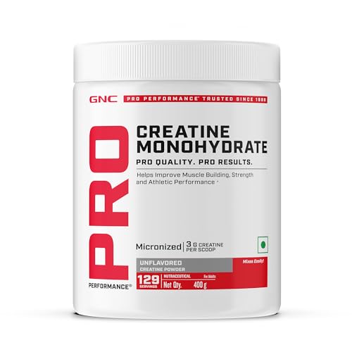GNC Pro Performance Creatine Monohydrate Boosts Athletic Performance - 129 Servings, Unflavoured