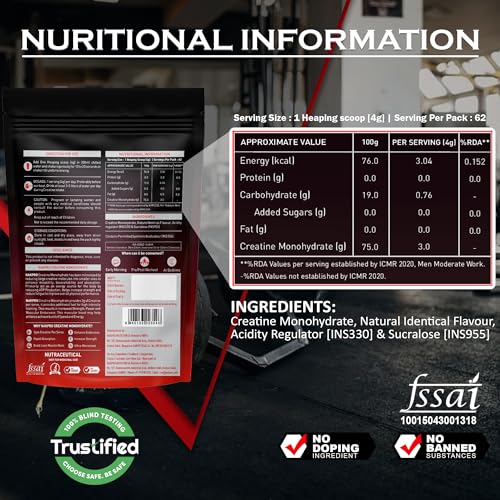 Nakpro Micronized Creatine Monohydrate Powder, Tangy Orange