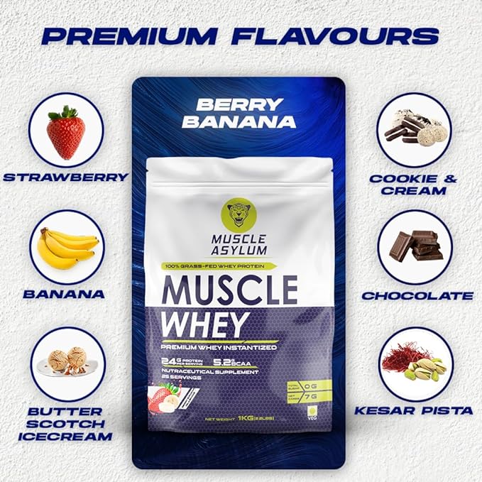 Muscle Asylum Premium Whey Protein, Banana Milkshake