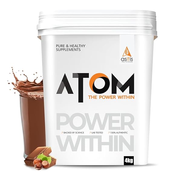 AS-IT-IS ATOM Whey Protein, 27g protein, 5.7g BCAA, Digestive Enzymes,Choco Hazel Fusion