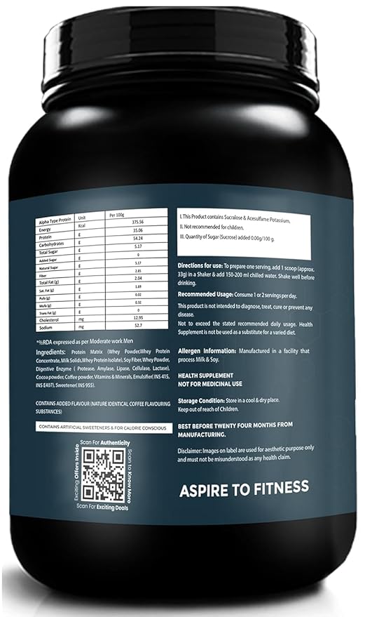 Fitspire Fit Super Whey Protein, 35g Protein, 7.8g BCAA, Free Shaker, Gourmet Coffee