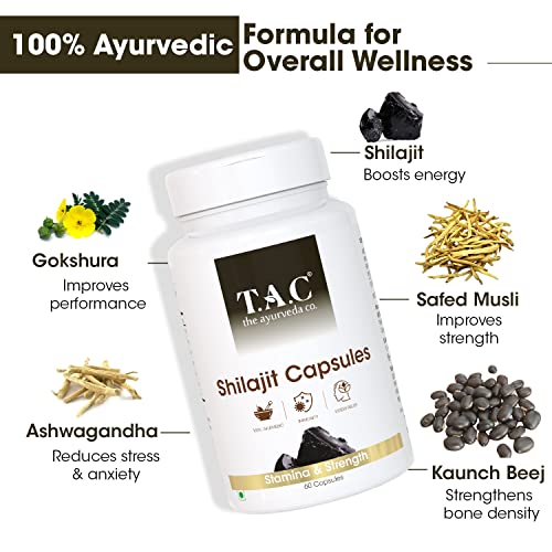 TAC - The Ayurveda Co. Shilajit Capsules for Men With Power of Natural Shilajit & Ashwagandha, Helps Boost Immunity