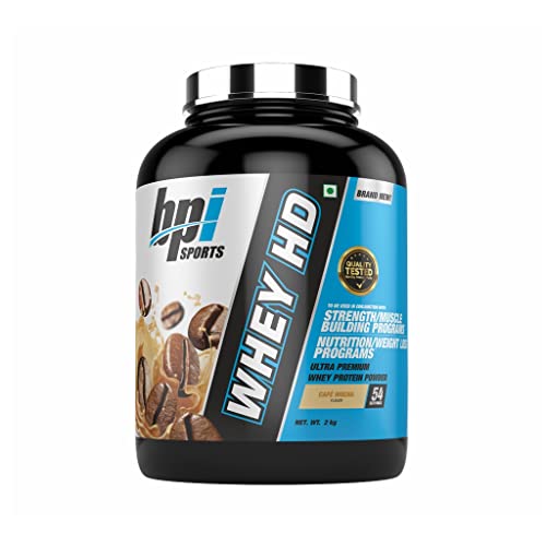 BPI Sports Whey HD Ultra Premium Protein Powder, 25g Protein, 54 Servings,Cafe Mocha