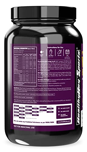 HealthyHey Sports Whey Protein Concentrate 80% Protein with Digestive Enzymes, Chocolate Cookie Cream