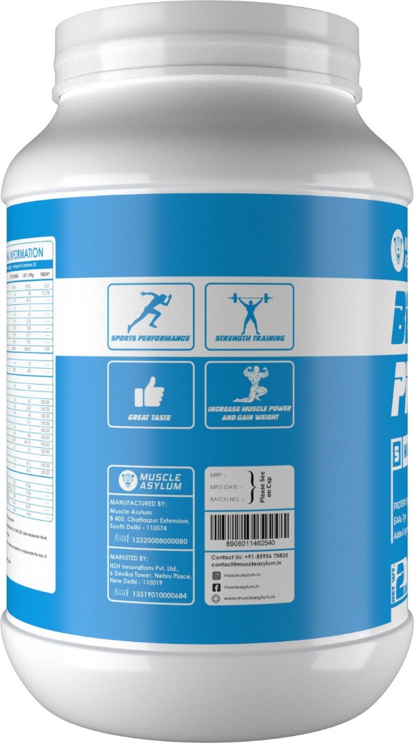 Muscle Asylum Beginner Protein Blend - 15g Protein For Muscle Building, 7g EAA, No Added Sugar 22 Servings, Kesar Pista