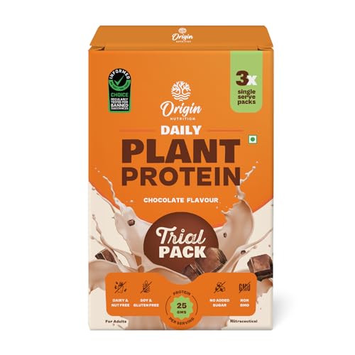 Origin Nutrition Plant Protein Chocolate Trial Pack, 25g of Protein per sachet, 3 Sachet