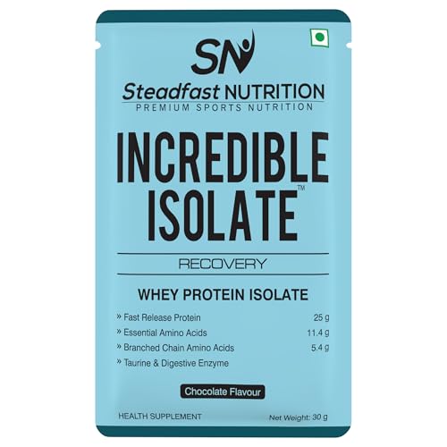Steadfast Nutrition Incredible Isolate Whey Isolate Protein,25g Protein, 30 Sachets, Chocolate