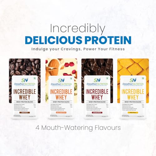 Steadfast Nutrition Incredible Whey Protein, Coffee, Pack of 30 Sachets