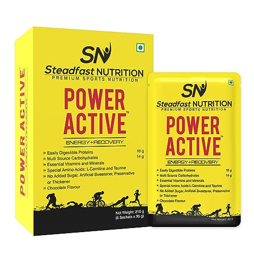 Steadfast Nutrition Power Active Whey Protein Concentrate  35g per Sachet, Chocolate Flavour, Pack of 6 Sachets
