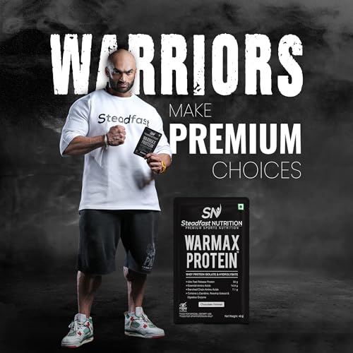 Steadfast Nutrition Warmax Whey Isolate & Hydrolysate Protein Powder, 32g Protein with L-Carnitine, EAAs, BCAAs and Rose Hip Extract , Chocolate, 30 sachets