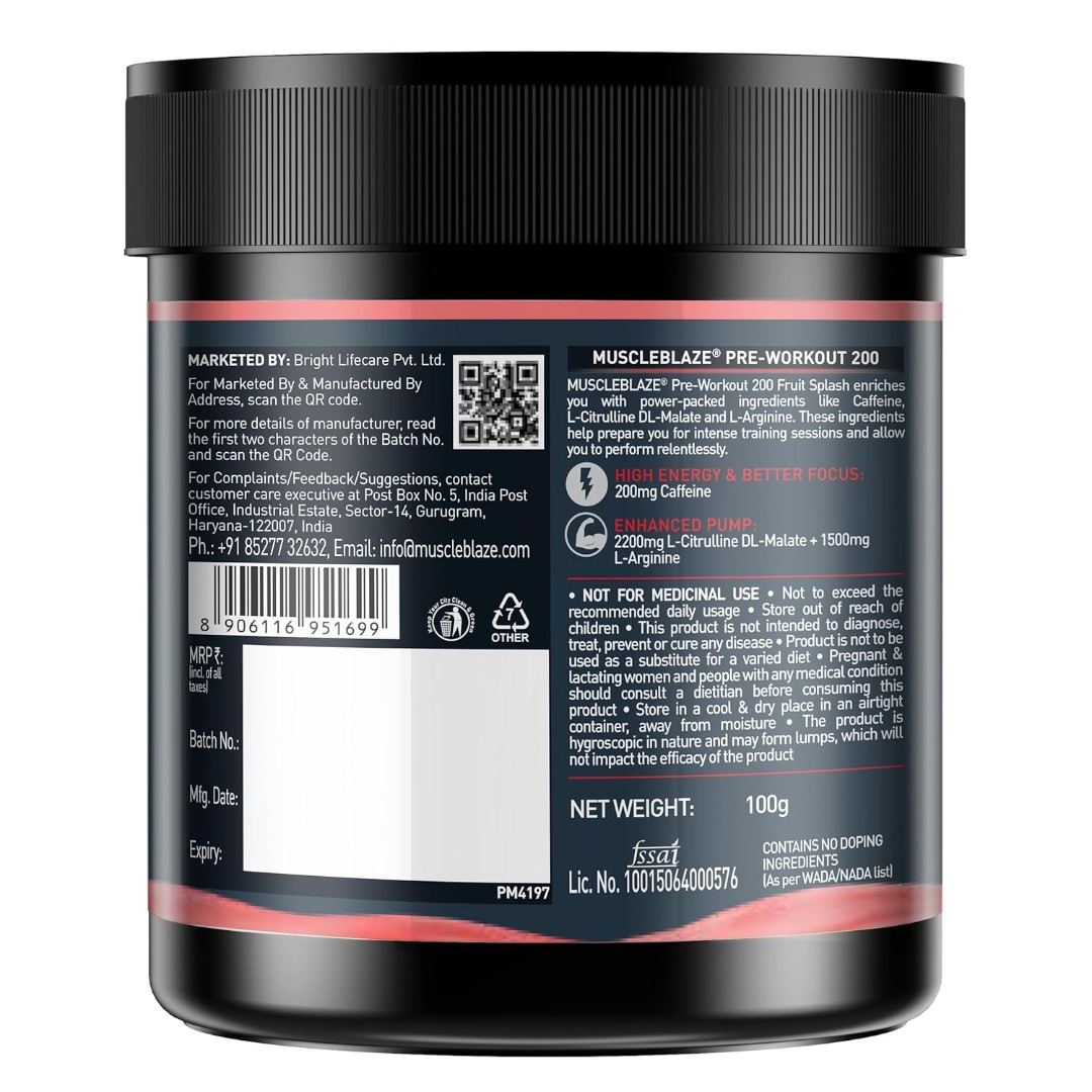 Muscleblaze Pre Workout 200 (Green Apple)