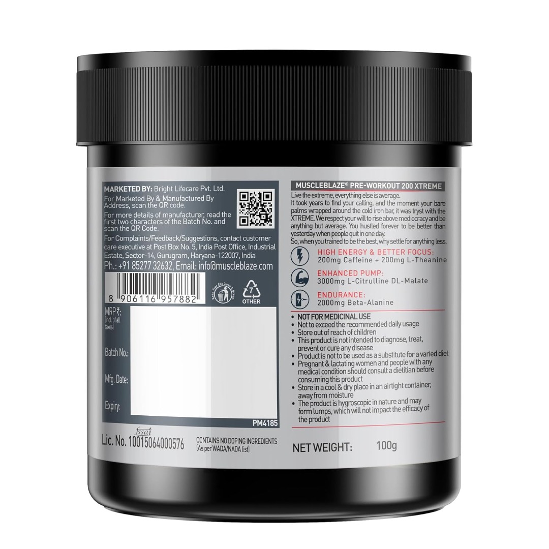 Muscleblaze Pre Workout 200 Xtreme (Fruit Punch)