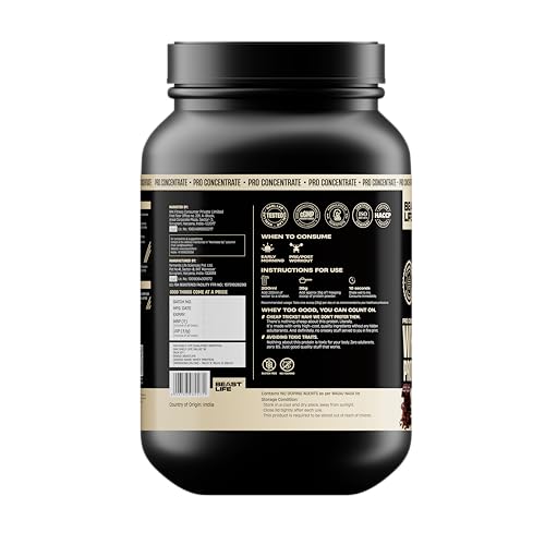 BeastLife Pro Whey Protein Chocolate flavour 24g Protein 5.3g BCAA Per Scoop