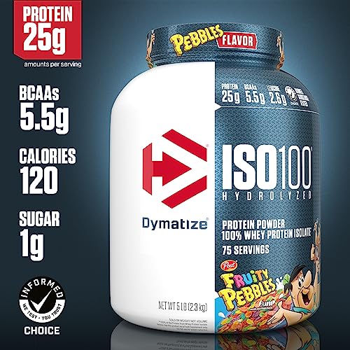 Dymatize Nutrition ISO 100 Hydrolyzed Protein Powder, 100% Whey Isolate Protein, 25g of Protein, 5.5g BCAAs