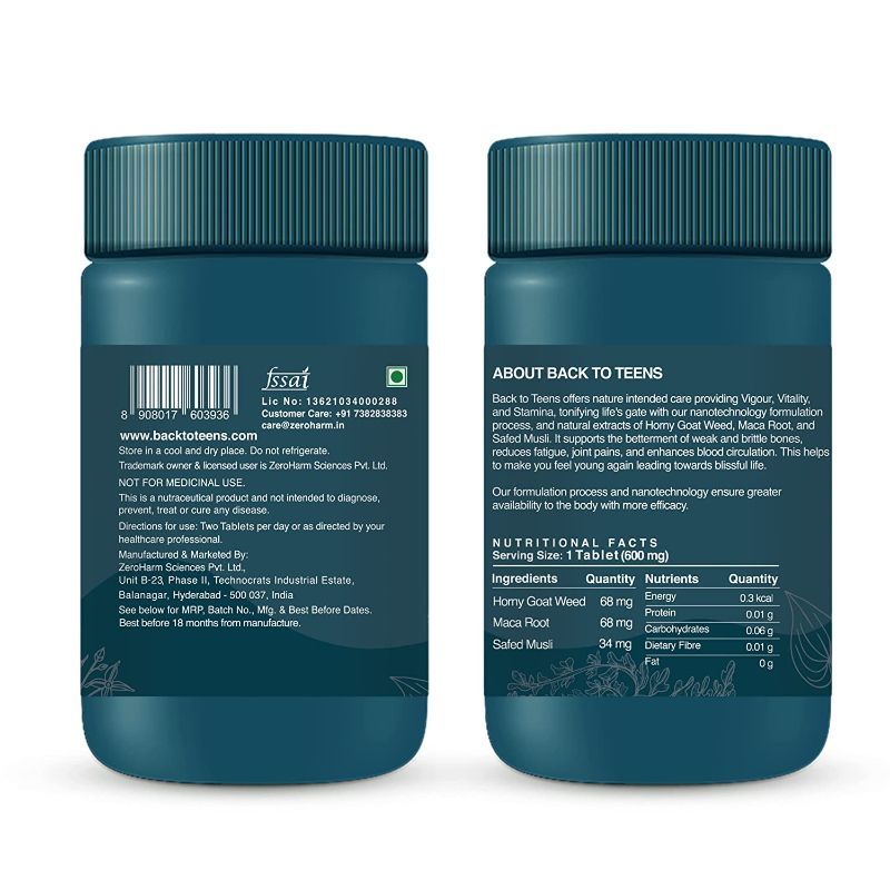 Zeroharm Back To Teen - Improves Mood, Boost Energy, Stamina, Vitality & Vigor