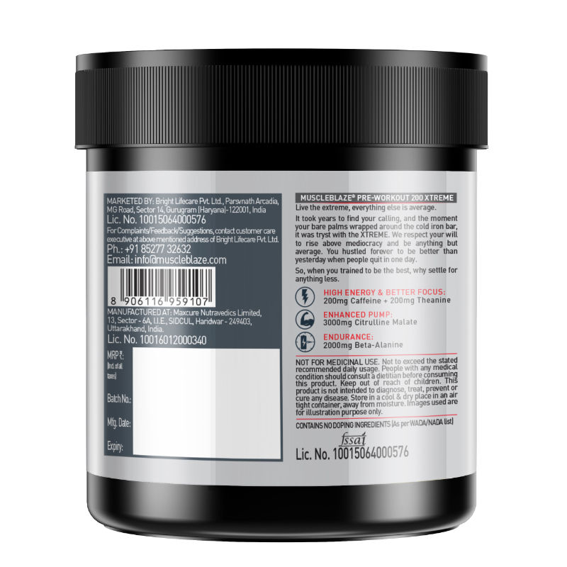 MuscleBlaze Pre Workout 200 Xtreme Berry Bolt