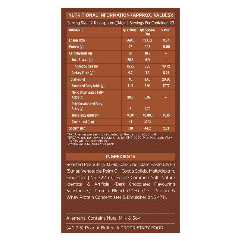 MuscleBlaze Protein Peanut Butter Crunchy , Dark Chocolate Flavour