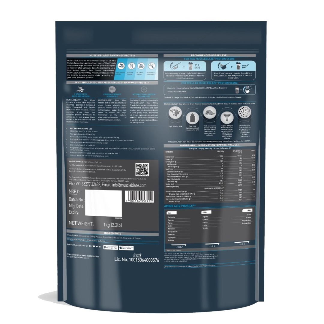 Muscleblaze Raw Whey Protein Concentrate ,Unflavoured