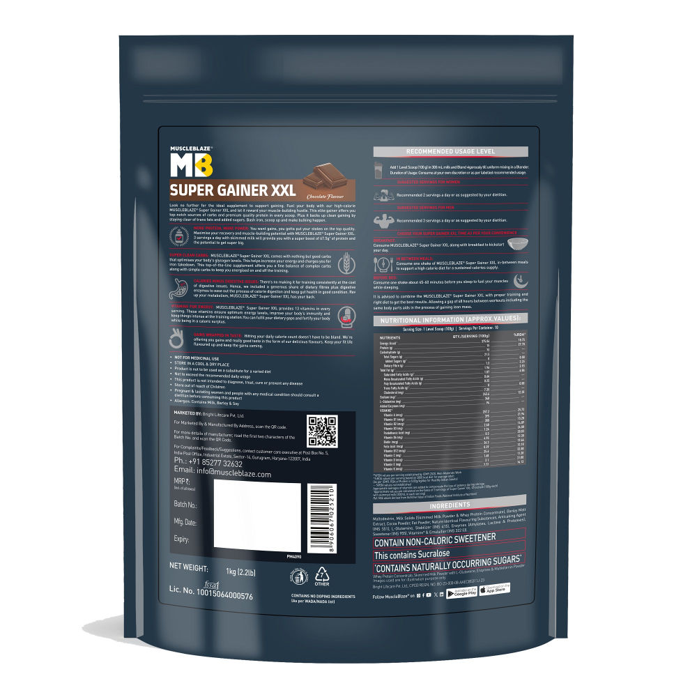 MuscleBlaze Super Gainer XXL , Chocolate,