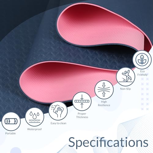 Fitness Mantra TPE Dual Color Anti-Slip Yoga Mat with Cover Bag 6mm