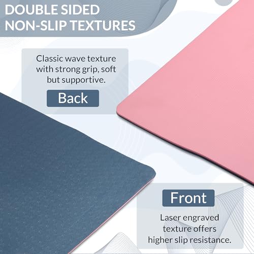 Fitness Mantra TPE Dual Color Anti-Slip Yoga Mat with Cover Bag 6mm