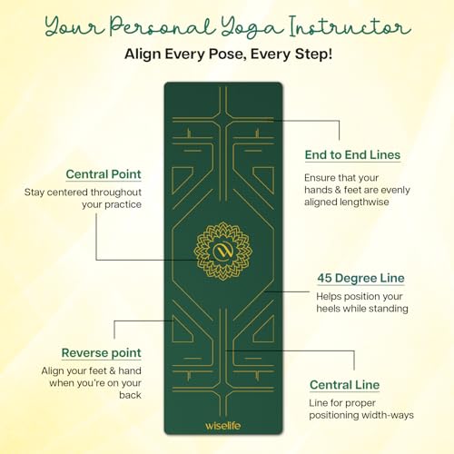 Wiselife Tru Alignment Yoga Mat + Sleek Yoga Strap For Men And Women