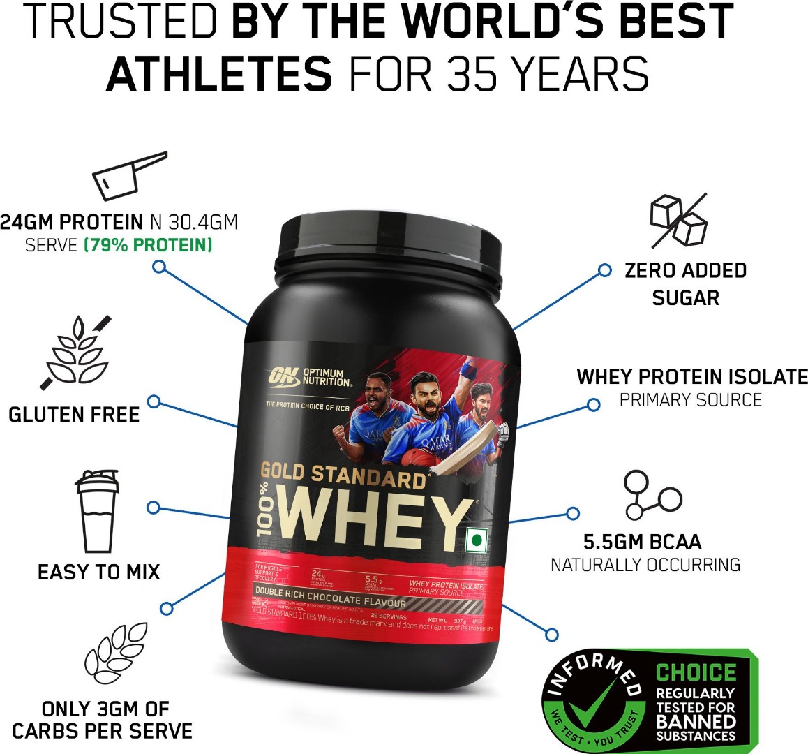 Optimum Nutrition (ON) Gold Standard 100% Protein Powder - Primary Source Isolate Whey Protein