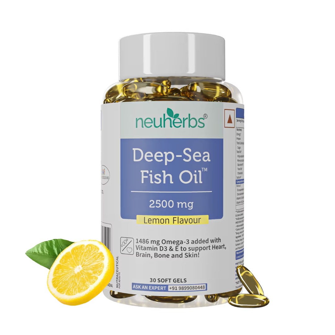 Neuherbs Deep Sea Omega 3 Fish Oil - Omega 3 Supplement Triple Strength 2500 Mg