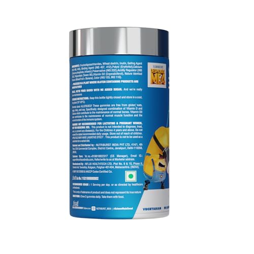 Nutriburst Minions Mighty Bones Kids Gummies - Calcium & Vit D - For Kids Aged 4+