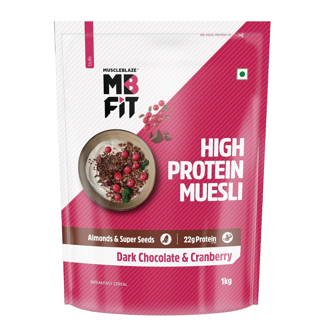 MuscleBlaze High Protein Muesli | Dark Chocolate Cra