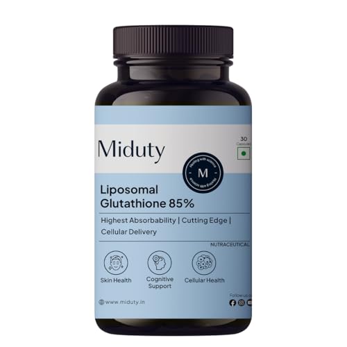 Miduty Liposomal Glutathione 85% 650 mg - Advanced Nano-Liposomal Formula with Lipoglo - 8X Absorption - TEM Verified