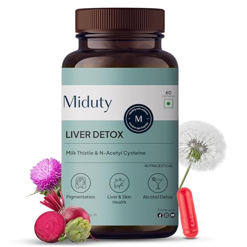 Miduty Liver Detox Supplement Milk Thistle with N-Acetyl Cysteine 900 mg